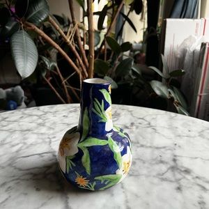 Anthropologie Ceramic Vase Blue Floral